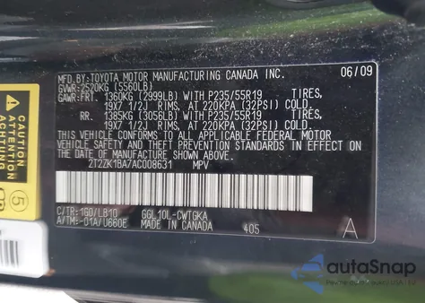 2010 Lexus Rx 350 z USA, uszkodzony, nr VIN 2T2ZK1BA7AC008631